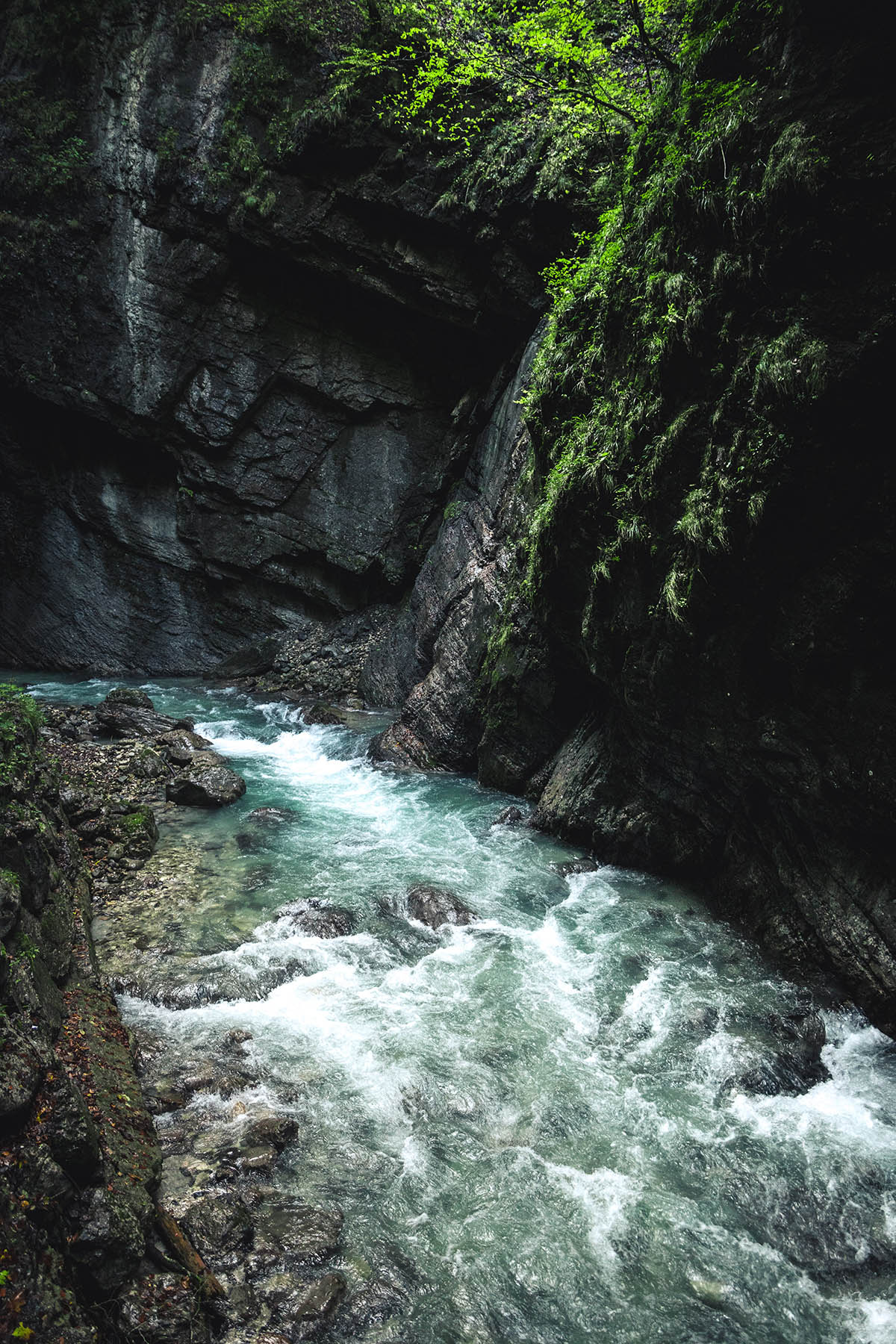 riverbed in a rocky cavern